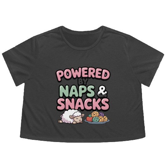 Powered by Naps and Snacks Illustration Flowy Cropped Tees