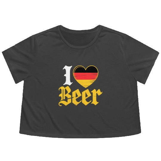 I Love Beer German Bier Funny Germany Flag Flowy Cropped Tees