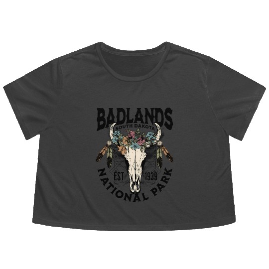 Badlands National Park South Dakota Nature Buffalo Flowy Cropped Tees