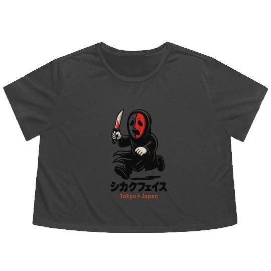 Shikaku Face – Split Mask Horror from Tokyo Flowy Cropped Tees