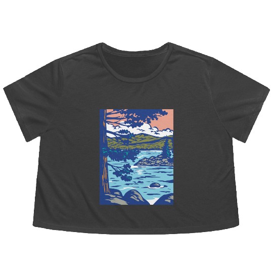 WPA Art Emerald Bay State Park in South Lake Tahoe Flowy Cropped Tees