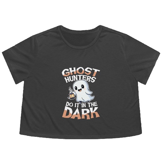Ghost Hunters Do It In The Dark Cute Ghost Flowy Cropped Tees