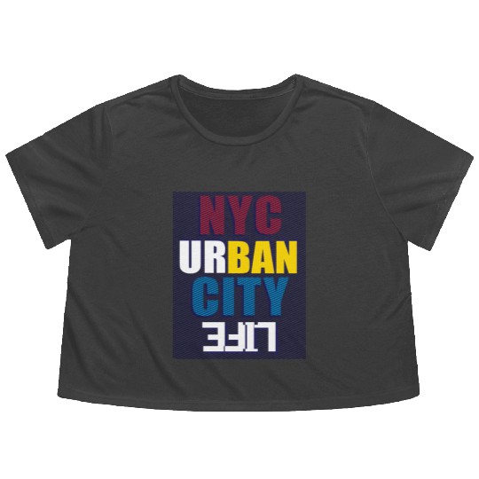 Vibrant NYC Urban City Typography life Flowy Cropped Tees