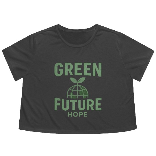 Eco-Friendly Green Future Design Flowy Cropped Tees