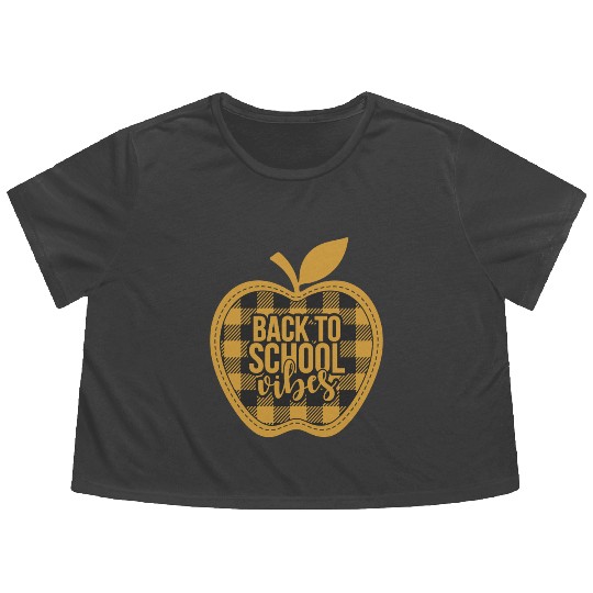 Plaid Back to School Vibes Apple Flowy Cropped Tees
