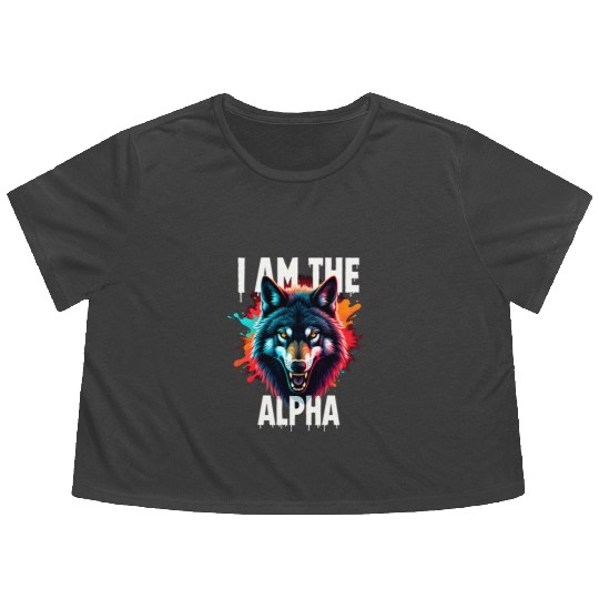 I Am The Alpha Wolf Flowy Cropped Tees