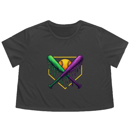 Baseball Drip For Boys Ice Cream Drip  Flowy Cropped Tees