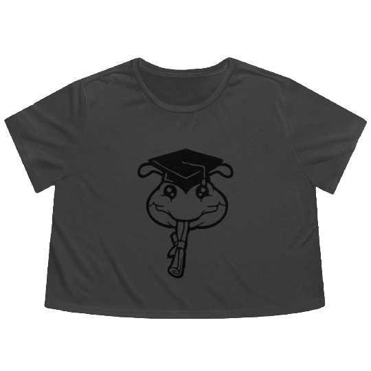 Caterpillar school graduation passed College proud Flowy Cropped Tees