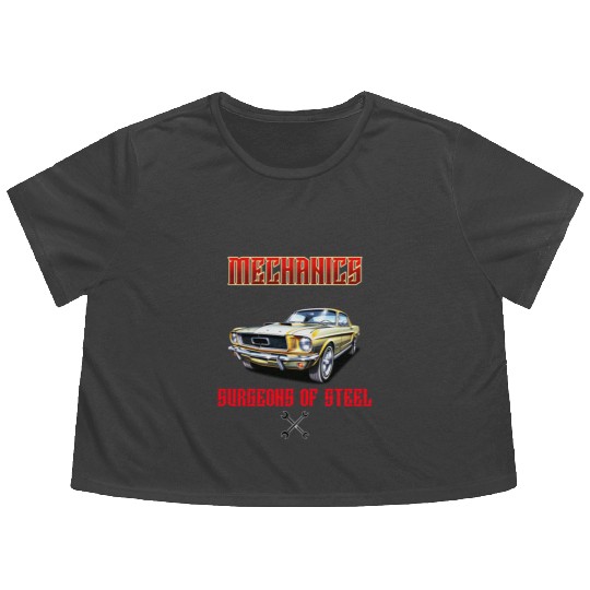 Muscle Car Classic Mechanics Design Flowy Cropped Tees