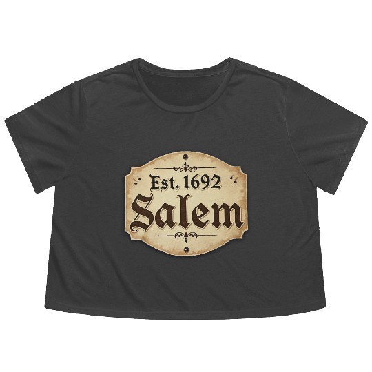 Vintage Salem Establishment Logo Design Flowy Cropped Tees