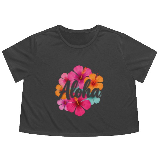 Aloha Hibiscus Hawaiian Dream Design Hawaii Vaca  Flowy Cropped Tees