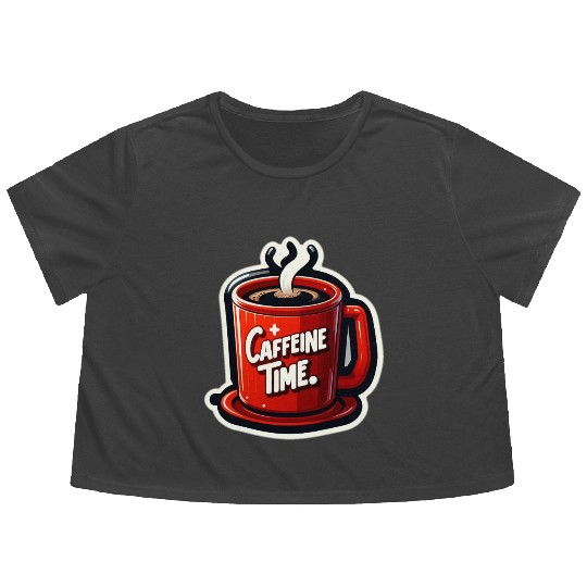 Caffeine Time Bold Graphic Flowy Cropped Tees