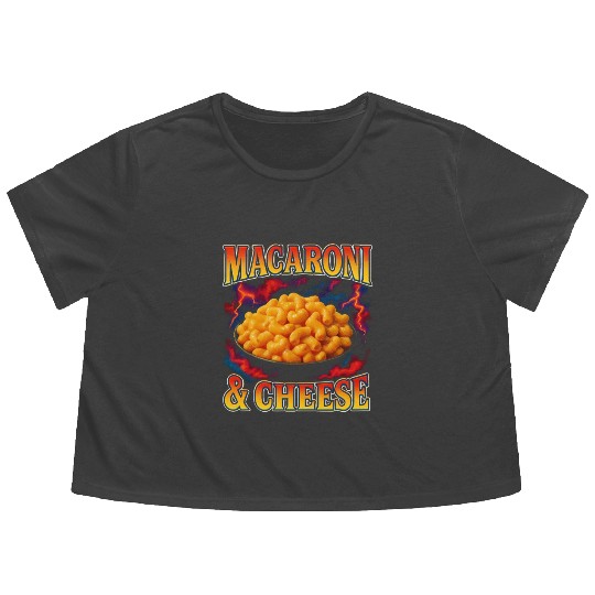 Macaroni And Cheese Favorite Food Weird 90s Flowy Cropped Tees