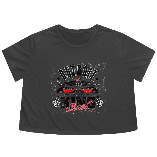 Retro Octobite Hot Rod Detroit Garage Flowy Cropped Tees