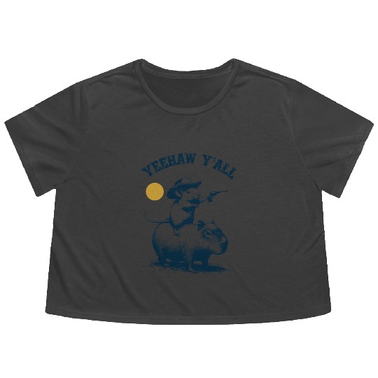 Yeehaw_Yall Capybara & Mouse Flowy Cropped Tees