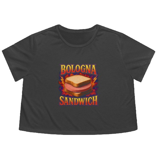 Bologna Sandwich Favorite Food Weird 90s Bologna Flowy Cropped Tees