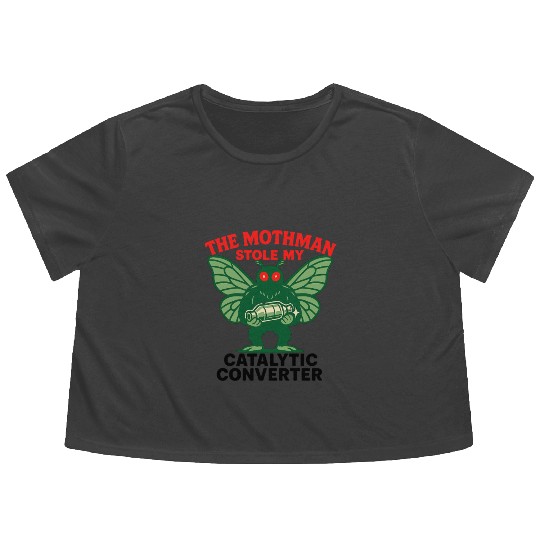 The Mothman Stole My Catalytic Converter – Green M Flowy Cropped Tees