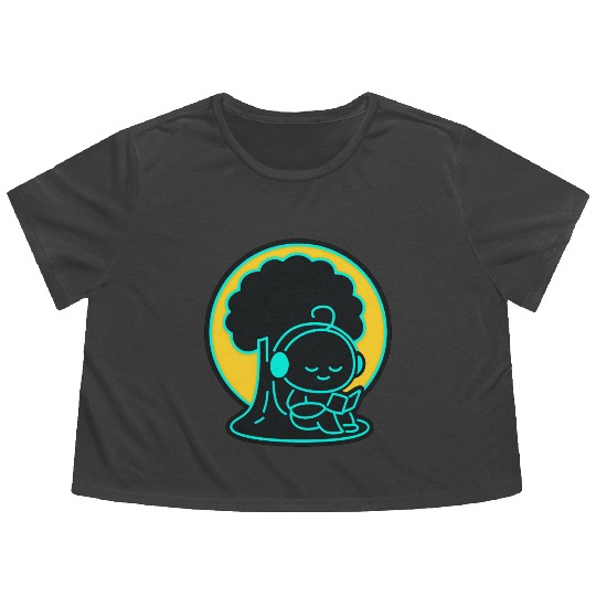 Peaceful Tech Reading Under Tree Flowy Cropped Tees