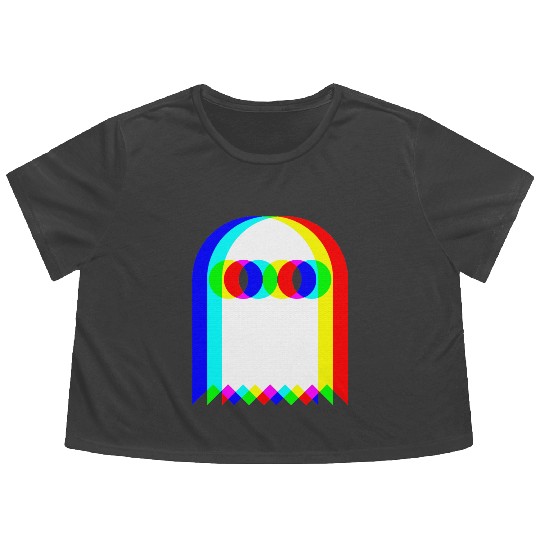 Trippy Ghost Vaporwave Halloween Rave EDM Music Flowy Cropped Tees