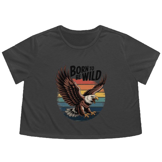 Born to Be Wild Eagle Illustration Flowy Cropped Tees