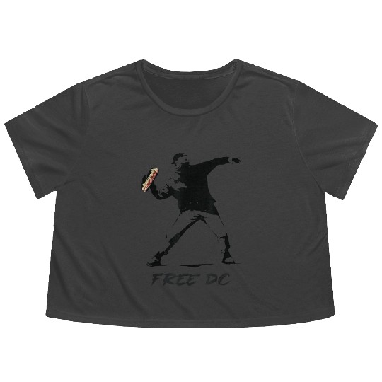 Free DC Sandwich Guy Banksy Style Street Art Flowy Cropped Tees