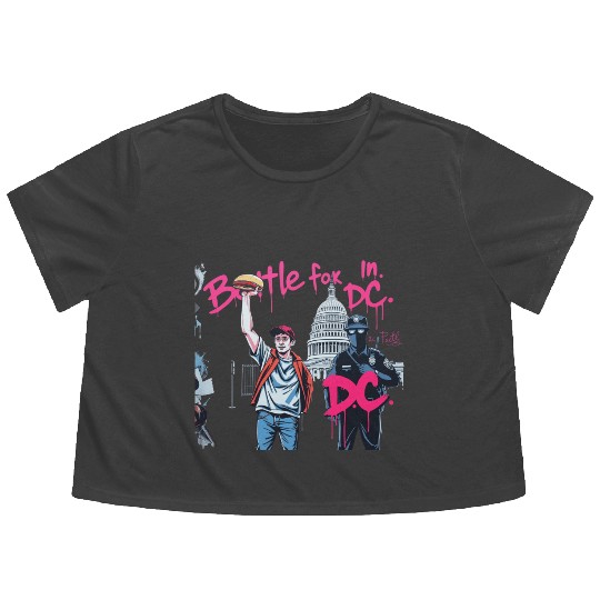 Free DC Sandwich Guy Banksy Style Street Art Flowy Cropped Tees