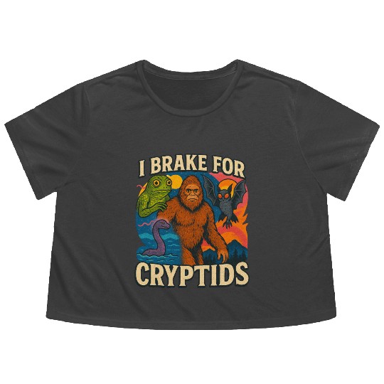 Cryptid Mythical Creature Flowy Cropped Tees Design