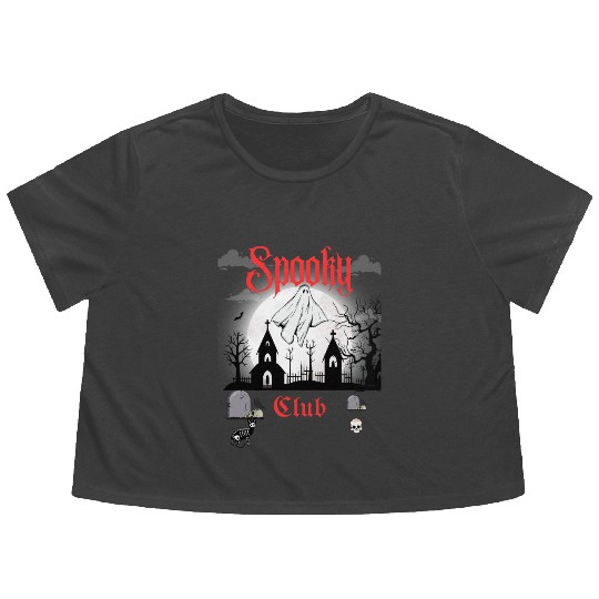 Spooky Club – Gothic Graveyard V Flowy Cropped Tees