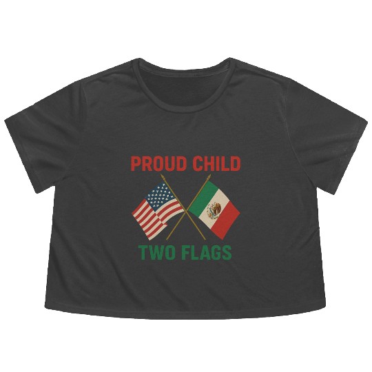 Proud Child Two Flags Design Flowy Cropped Tees