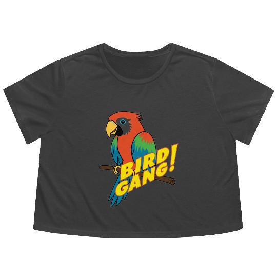 Bird Gang Parrot Cartoon Sticker | Tropical Funny  Flowy Cropped Tees