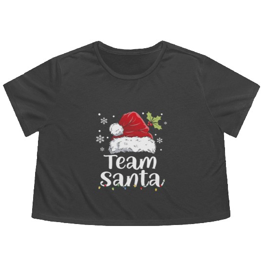 Team Santa Holiday Christmas Design Flowy Cropped Tees