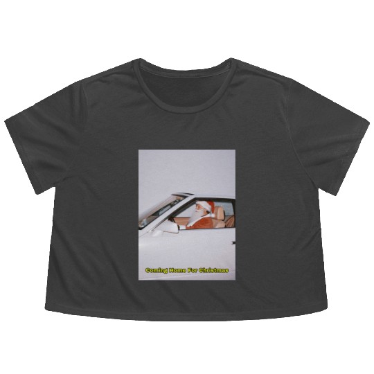 Santa's Joyful Ride Card Design Flowy Cropped Tees