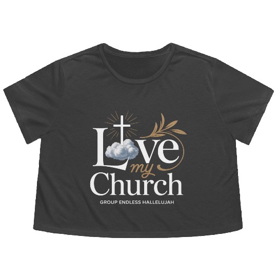 I Love My Church Cross Christian Streetwear Flowy Cropped Tees