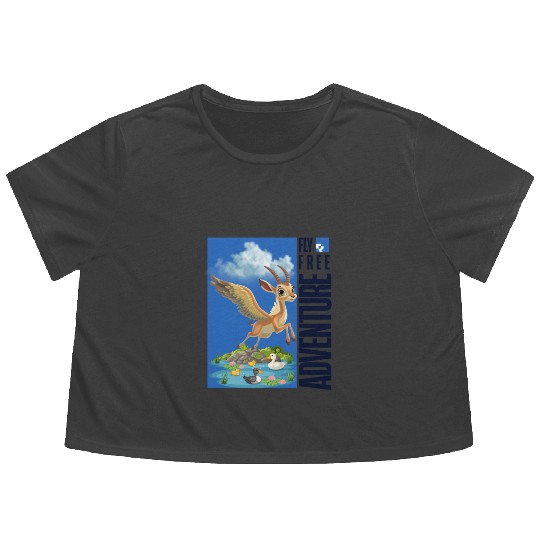 Flying Mythical Waterfowl with Adventure Theme Flowy Cropped Tees