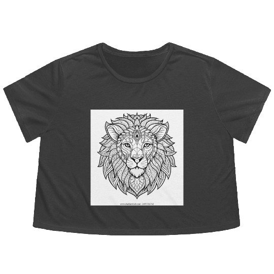 coloring page adults lion face 600w 2495926763 Flowy Cropped Tees