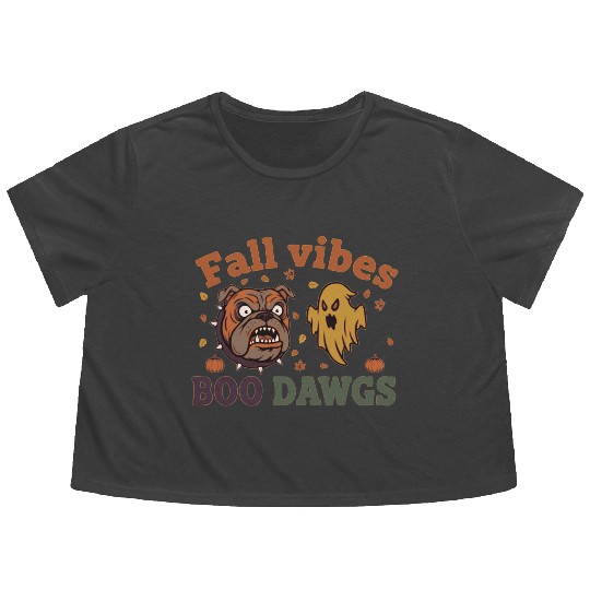 Fall vibes | Halloween Bulldog Ghost  Flowy Cropped Tees