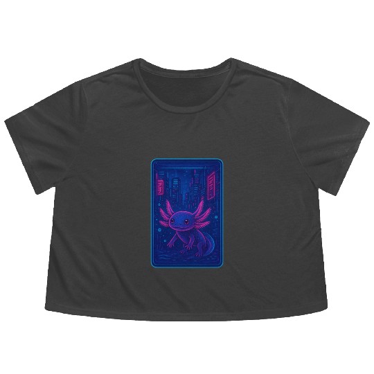 Neon Alien Amphibian in Cyber City Flowy Cropped Tees