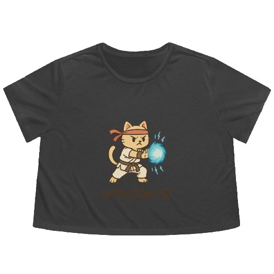 Meowdouken Street Fighter Flowy Cropped Tees