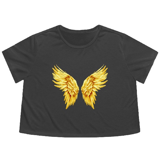 Golden Angel Wings  Flowy Cropped Tees