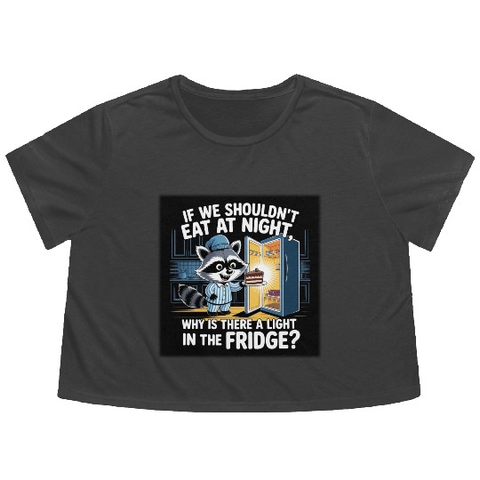 Light in the Fridge Funny Midnight Snack Quote Flowy Cropped Tees