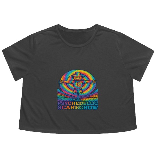 Psychedelic Scarecrow Trippy EDM Rave Festival Flowy Cropped Tees