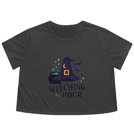 Witching Hour Night Scene Design Flowy Cropped Tees
