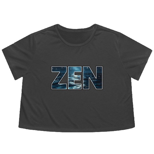 Ocean Waves Zen Logo Flowy Cropped Tees