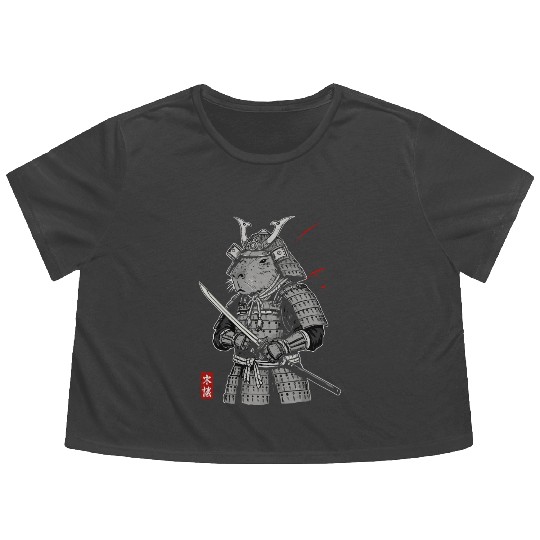 Samurai Otter in Armor Flowy Cropped Tees