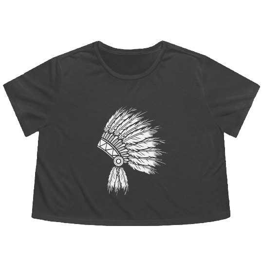 NATIVE AMERICAN HEAD PIECE Flowy Cropped Tees