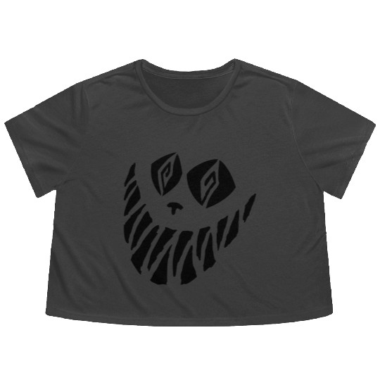 Crazy Cheshire Cat Face Flowy Cropped Tees