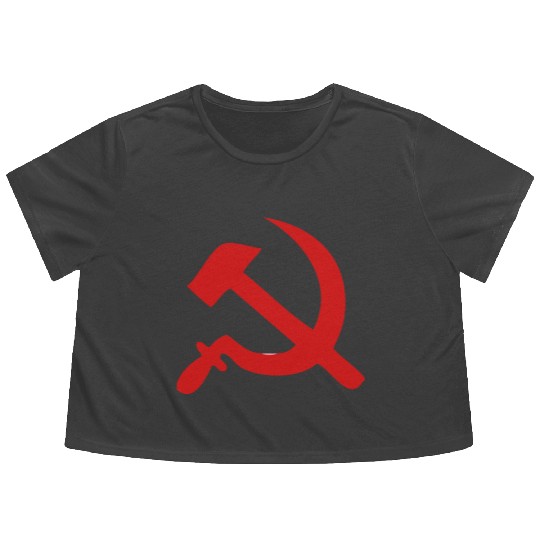 hammer and sickle Flowy Cropped Tees