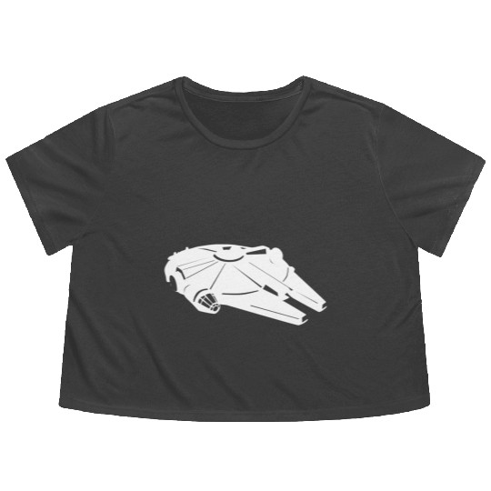 Millennium Falcon White Flowy Cropped Tees
