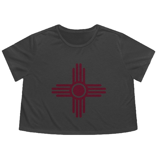 Zia Sun, Zia Pueblo, New Mexico, Sun Symbol, SVG, Flowy Cropped Tees
