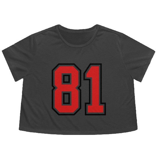 81 sports jersey football number Flowy Cropped Tees